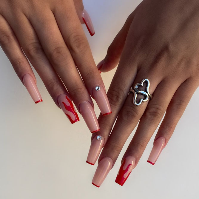 Coffin Red Acrylic Nails