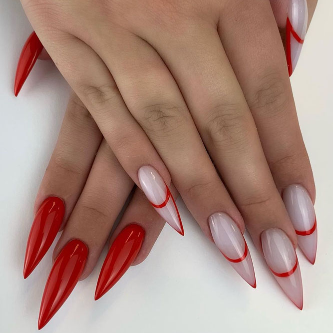 Red Acrylic Stiletto Nails