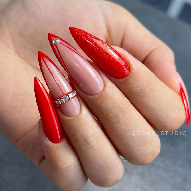 French Red Nails Designs