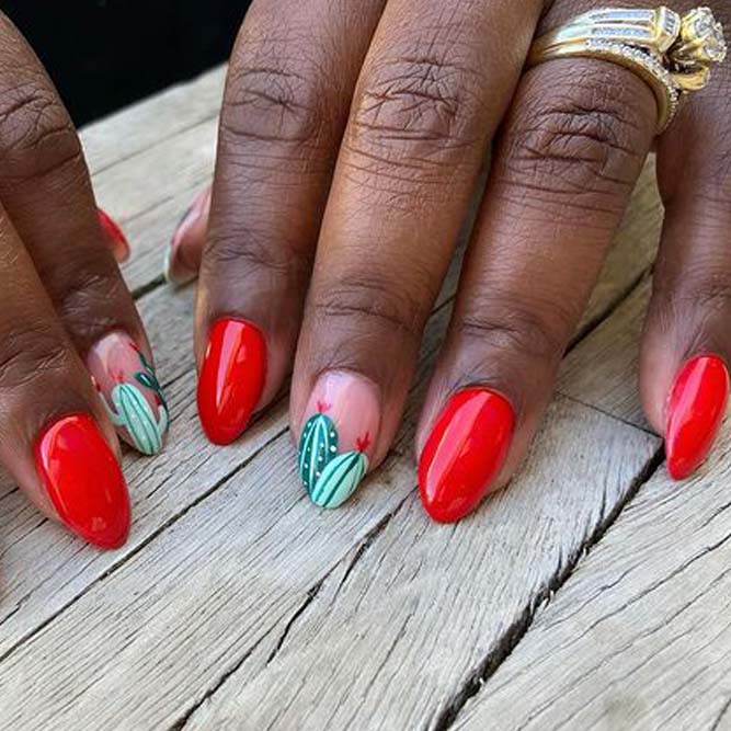 Summer Red Acrylic Nails