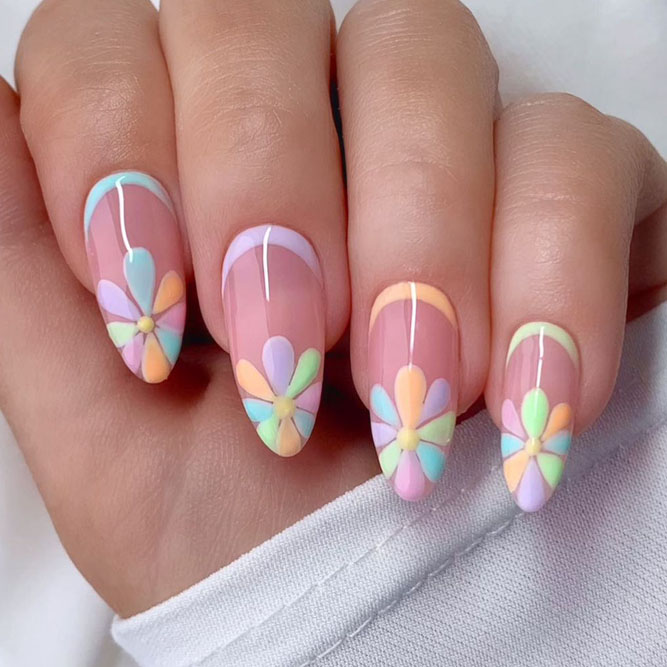 Reverse French Tip Nails in Pastel Shades