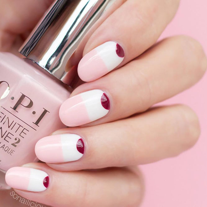 Pink Reverse French Nails