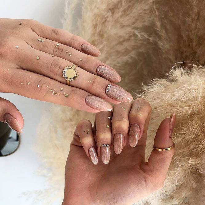 Nails With Stones on One Finger