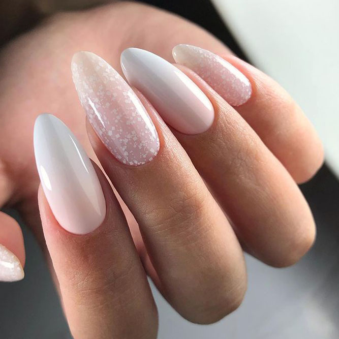 Milky Nude Almond Nails