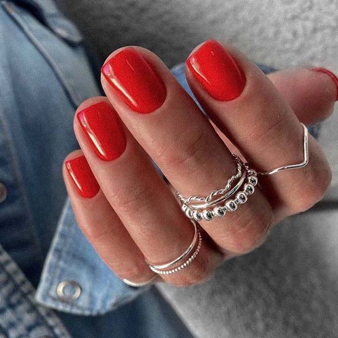 Classic Red Gel Nails