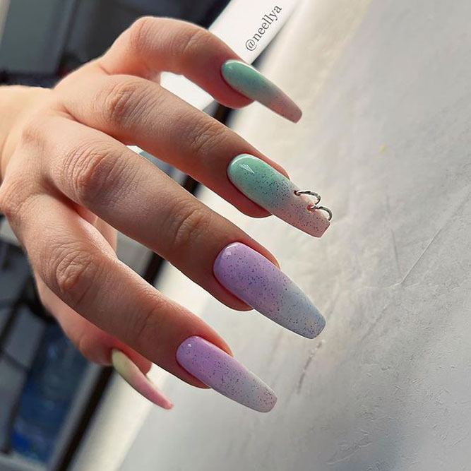 Cute Ombre Nail Art with More Than Two Colors