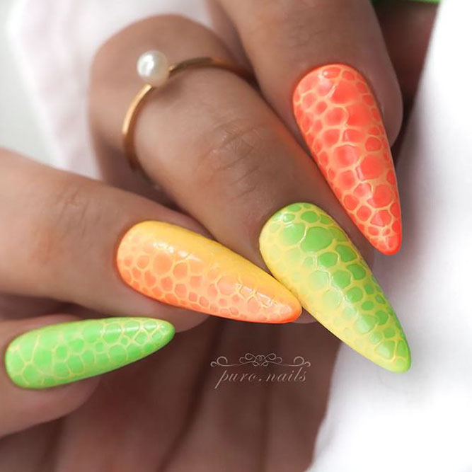 Neon Colored Ombre Nails