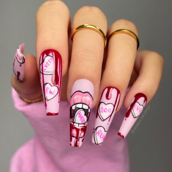 Pink Halloween Nail Art