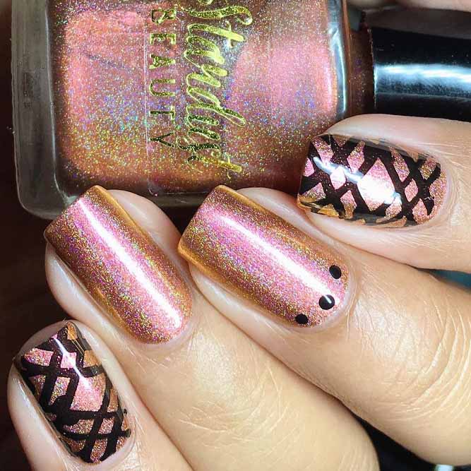 Rose Gold Nail Designs Mix Another Colors
