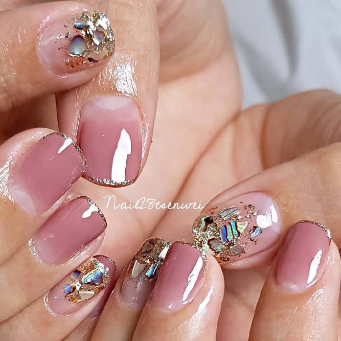 Rose Gold French Tips Nails