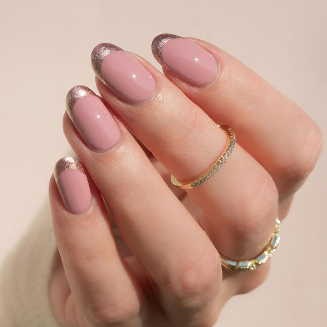 Classic Rose Gold French Tips Nails