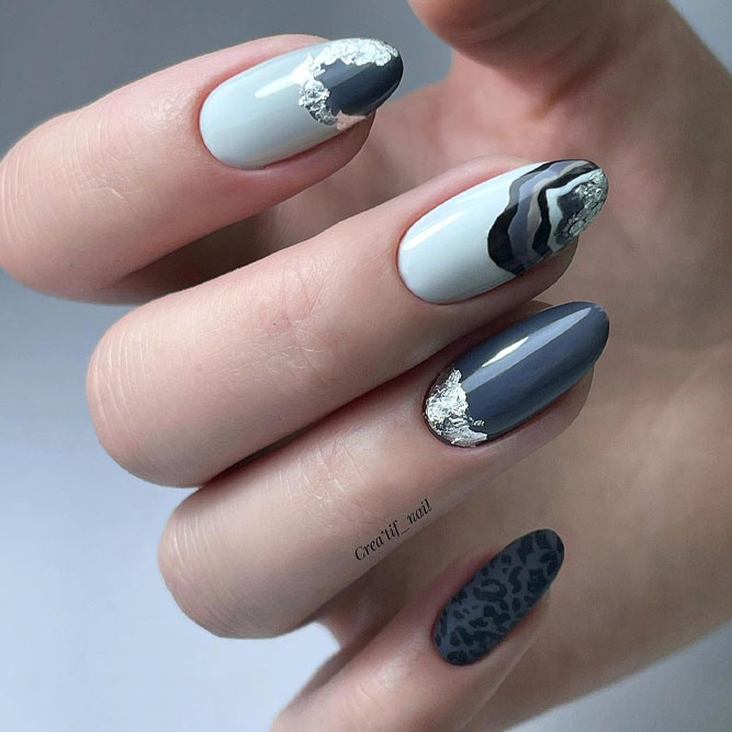 Gray Colors Nails Style