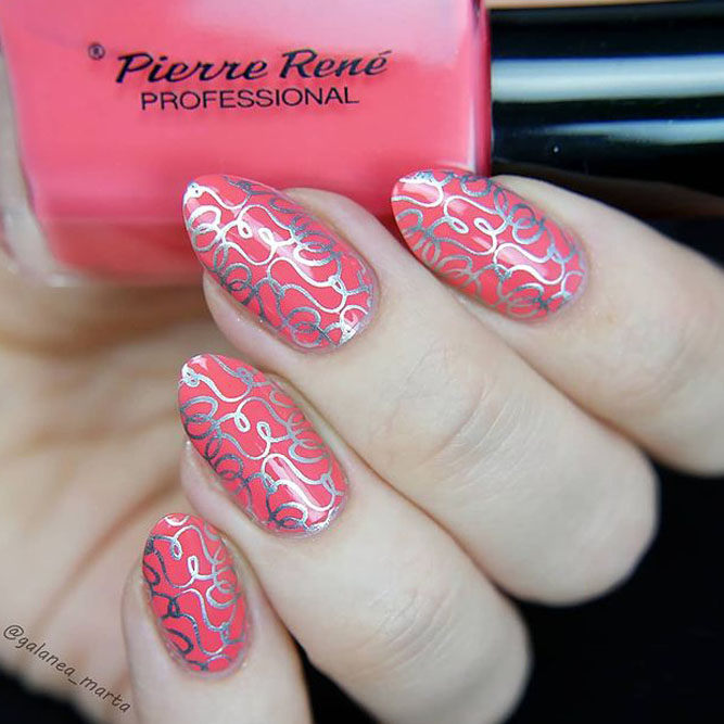 Blush Pink Nails with Pattern