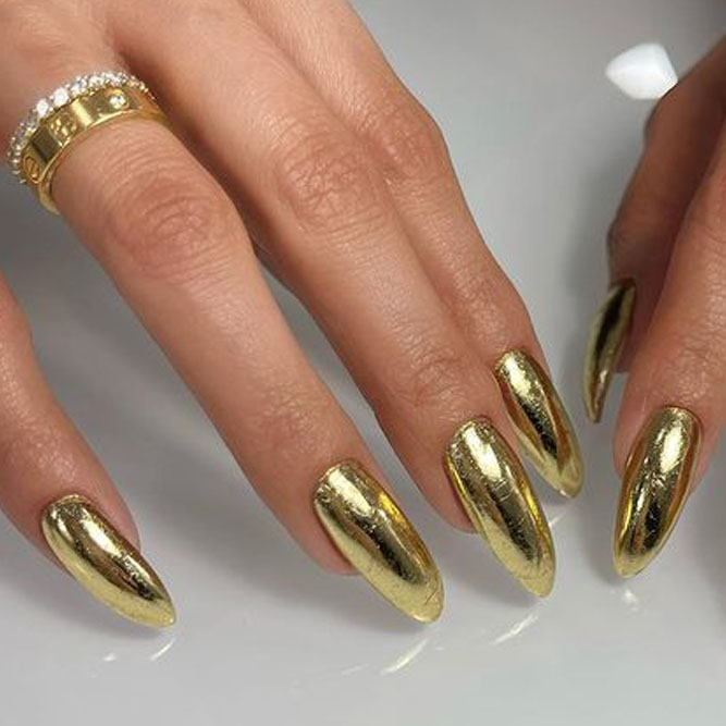 Golden Long Nails