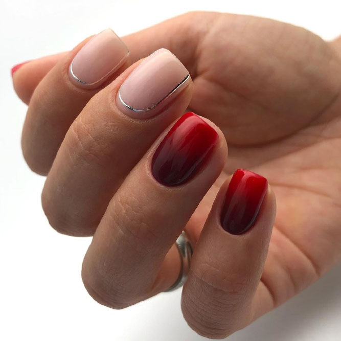 Ombre Nails Designs in Maroon Shade