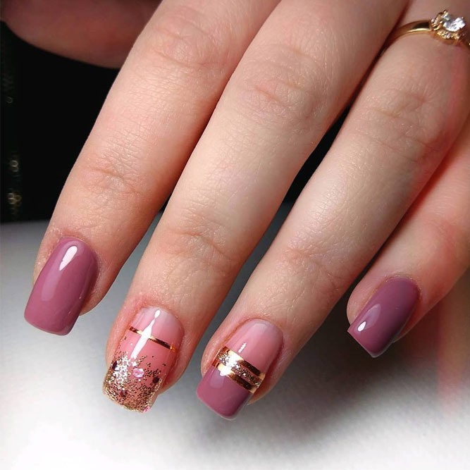 Gold Mauve Nails