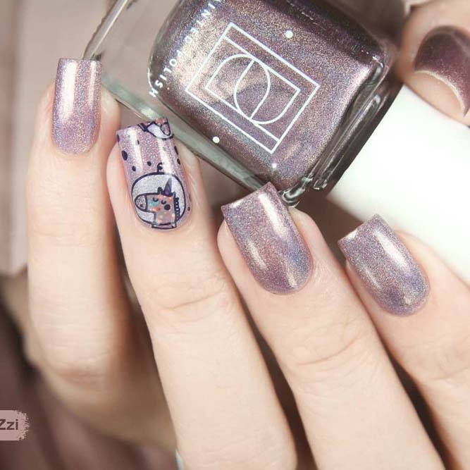 Mauve Nail Ideas With Minimalist Art