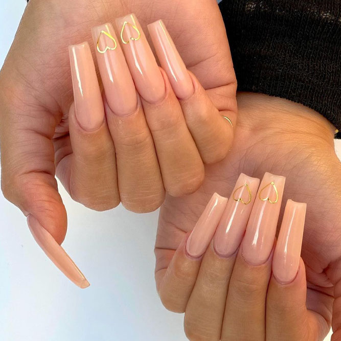 Nude Nails Designs with Gold