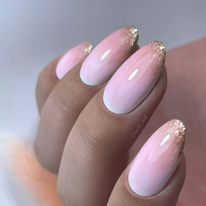 Nude Pink Nails with Gold