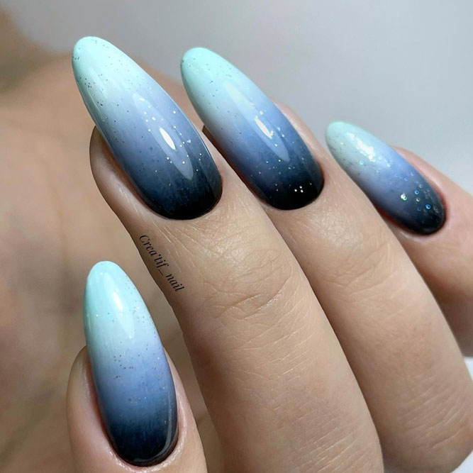 Royal Blue Glitter Ombre Nails