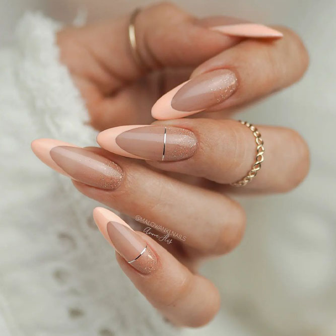 Ombre Glitter With Nude French Nails
