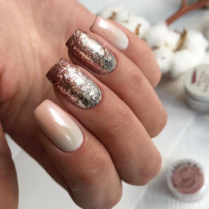 Ombre Glitter With Nude Nails