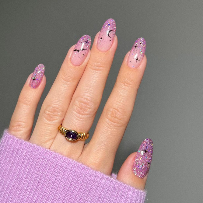 Ombre Glitter Nails Designs In Pink Color