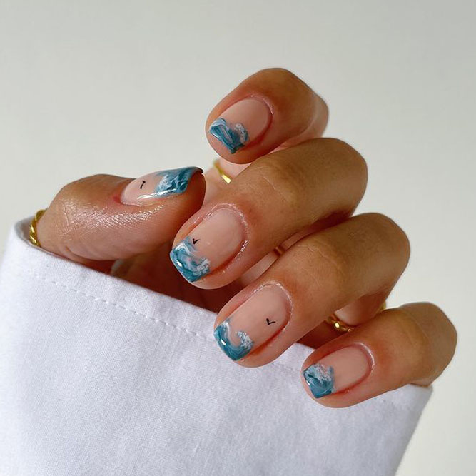 Spring Break Nails with Sea Themes