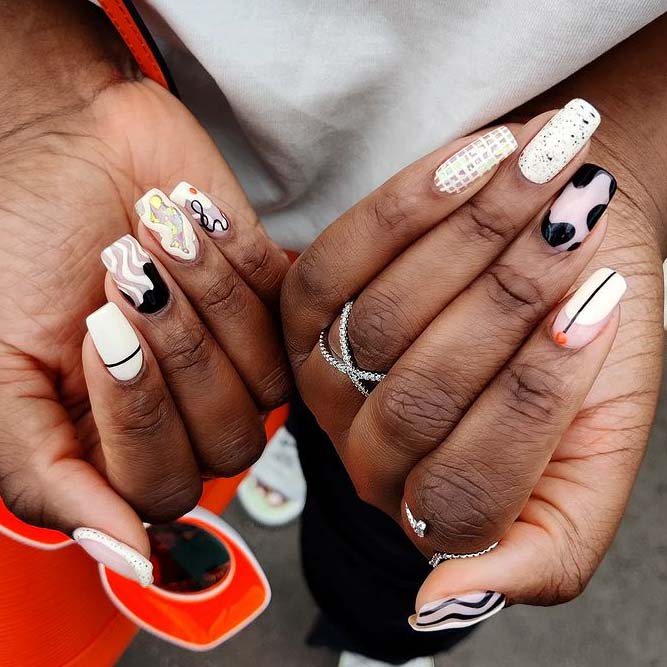 Abstract Black and White Nail Designs