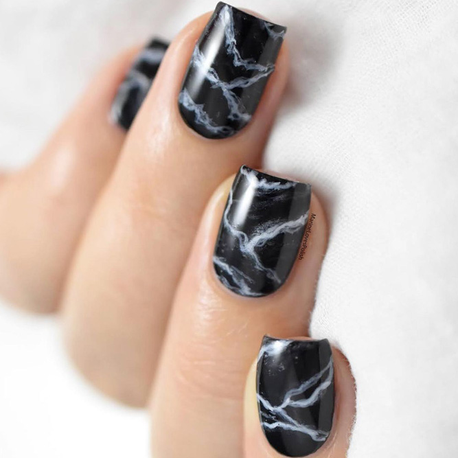 Marble Black and White Nail Designs