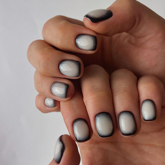 Ombre Black and White Nail Designs