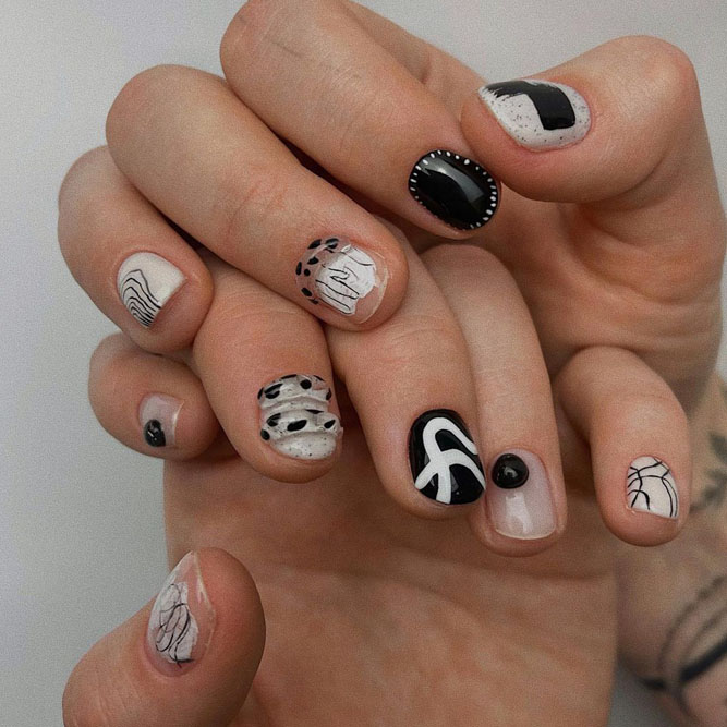 Abstract Black and White Manicure