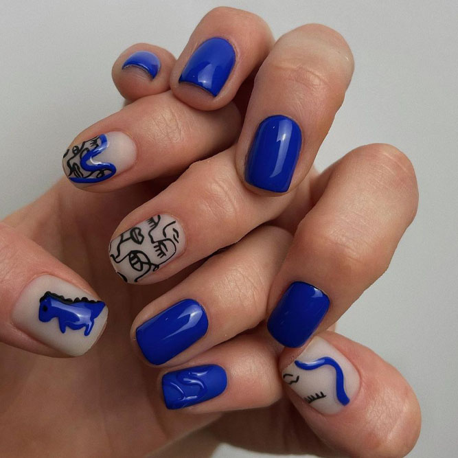 Cobalt Blue Nails Designs