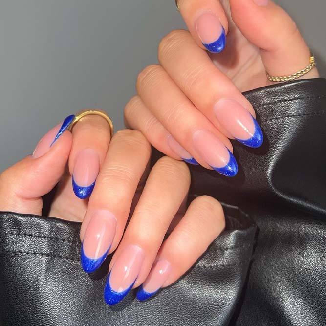 Cobalt Blue French Nails Designs