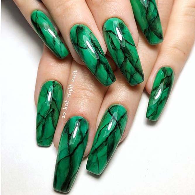 Hand Painted Marble Nails Designs