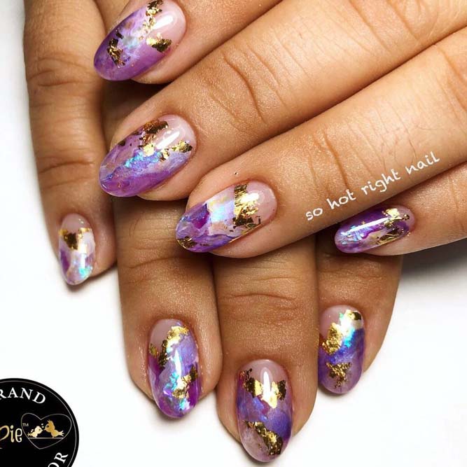 Marble Nail Designs with Gold Foil
