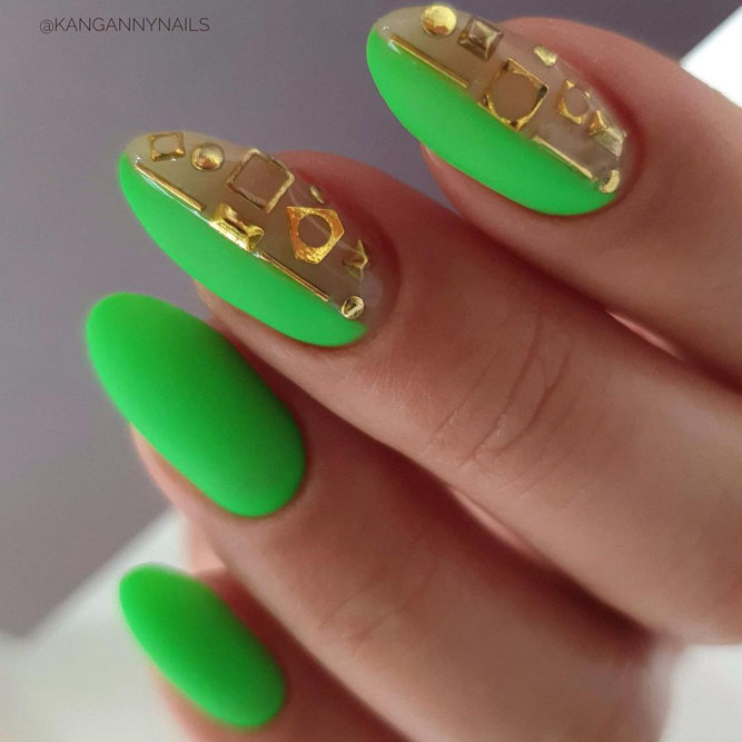 Matte Neon Green Nails Designs