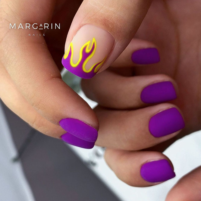 Purple Matte Nail Art