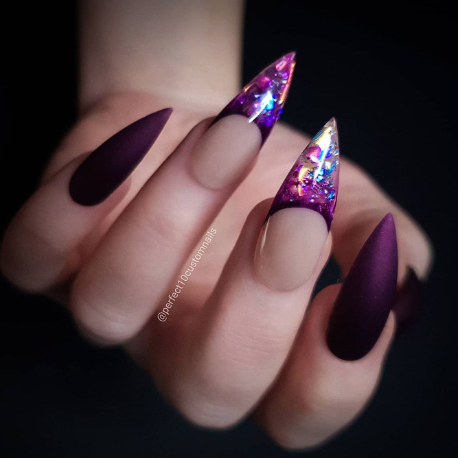 Purple Matte Stiletto Nails