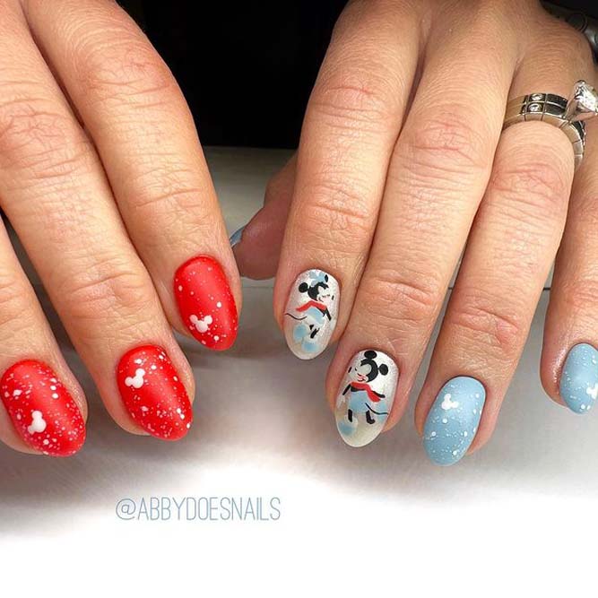 Winter Minnie Mouse Nails