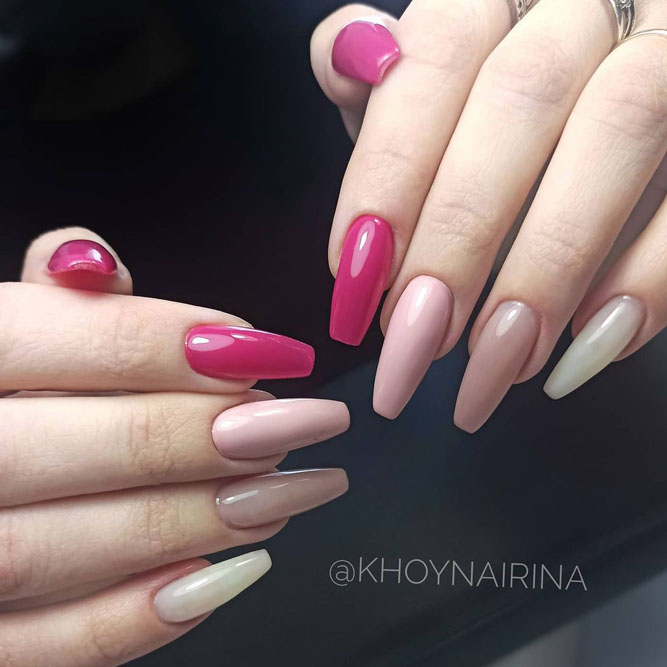 Classic Nude Pink Coffin Nails