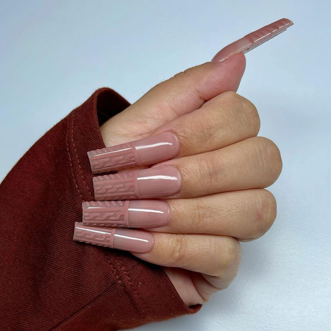 Trendy Nude Long Nails