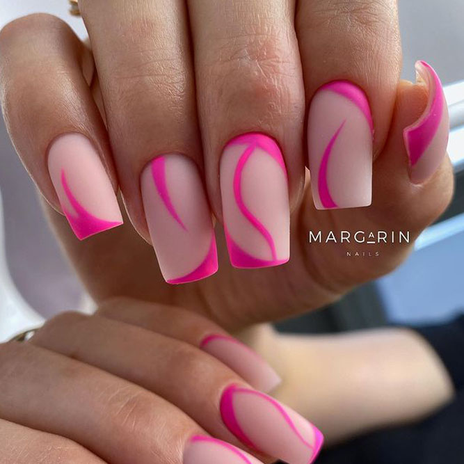 Bright Pink and Pink Nude Nail Designs