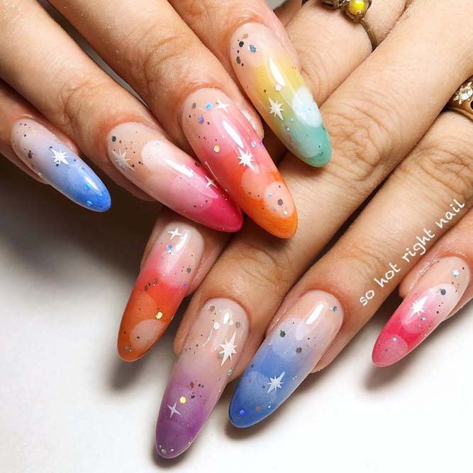Ombre Nails With Rainbow