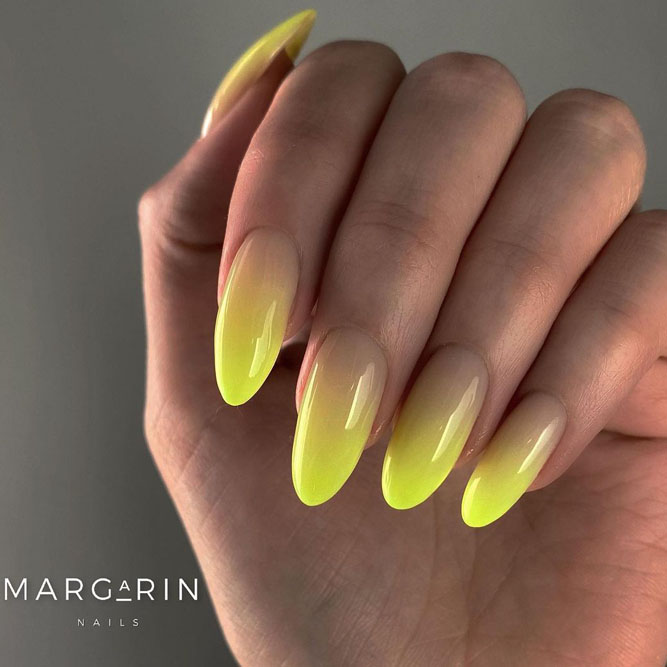 Neon Yellow Ombre Nail Designs