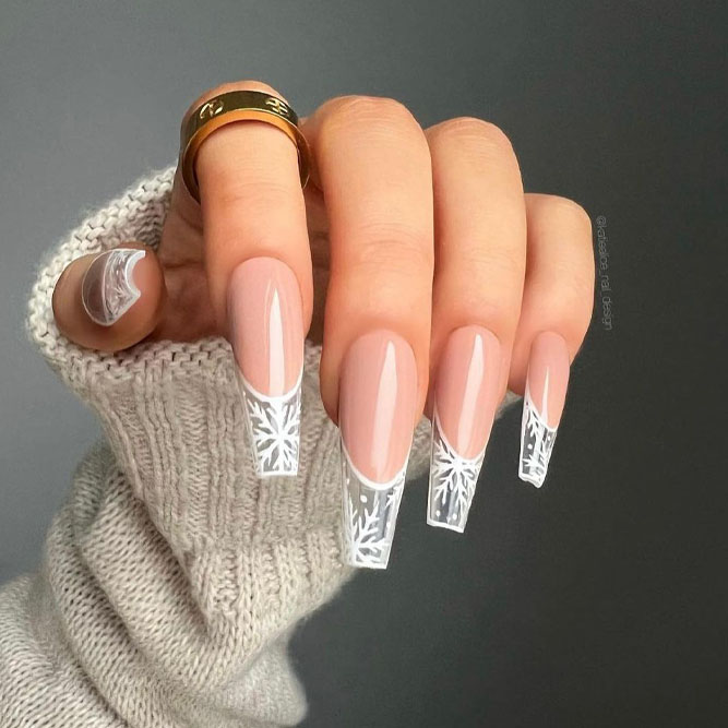 Snowflake Winter French Nails