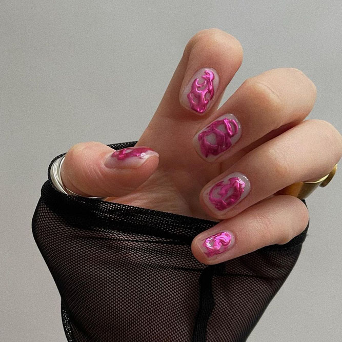 Layered Textures Pink Nails Art Ideas