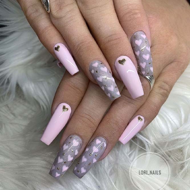 Pink Hearts for Valentines Day Nails