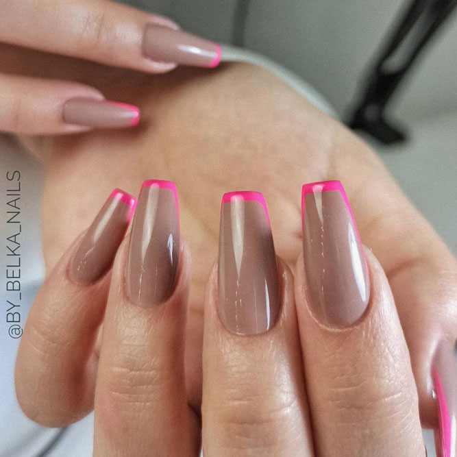 Brown French Tip Nails