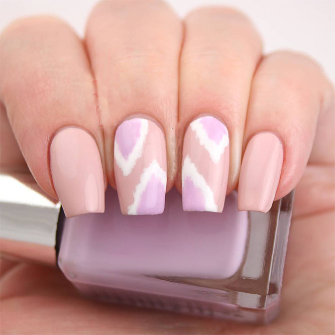 Pink Chevron Easter Nails